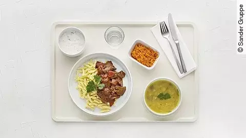 Menü auf Tablett Menü auf Tablett